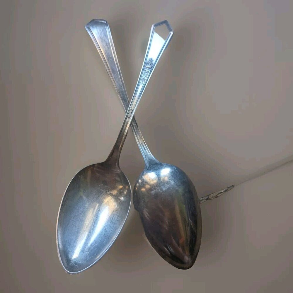 Antique Wm Rogers Silverplate Spoons Anchor X11‎ (Lot Of 2)
